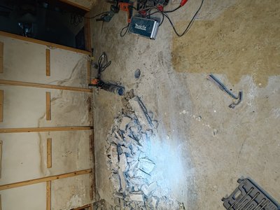 Removed building material in the foundation