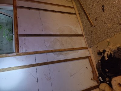 Floor with visible damage in the floor