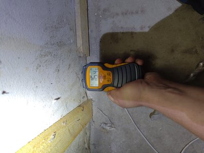 Close-up of moisture meter at the inspection area