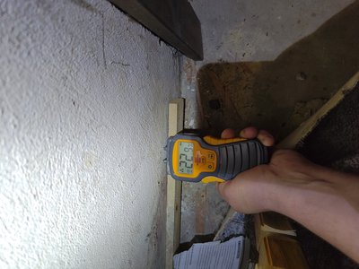 Moisture reading taken at the inspection area