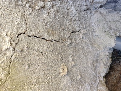 Crack visible in the exterior wall