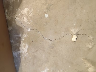 Close-up of damage in basement room